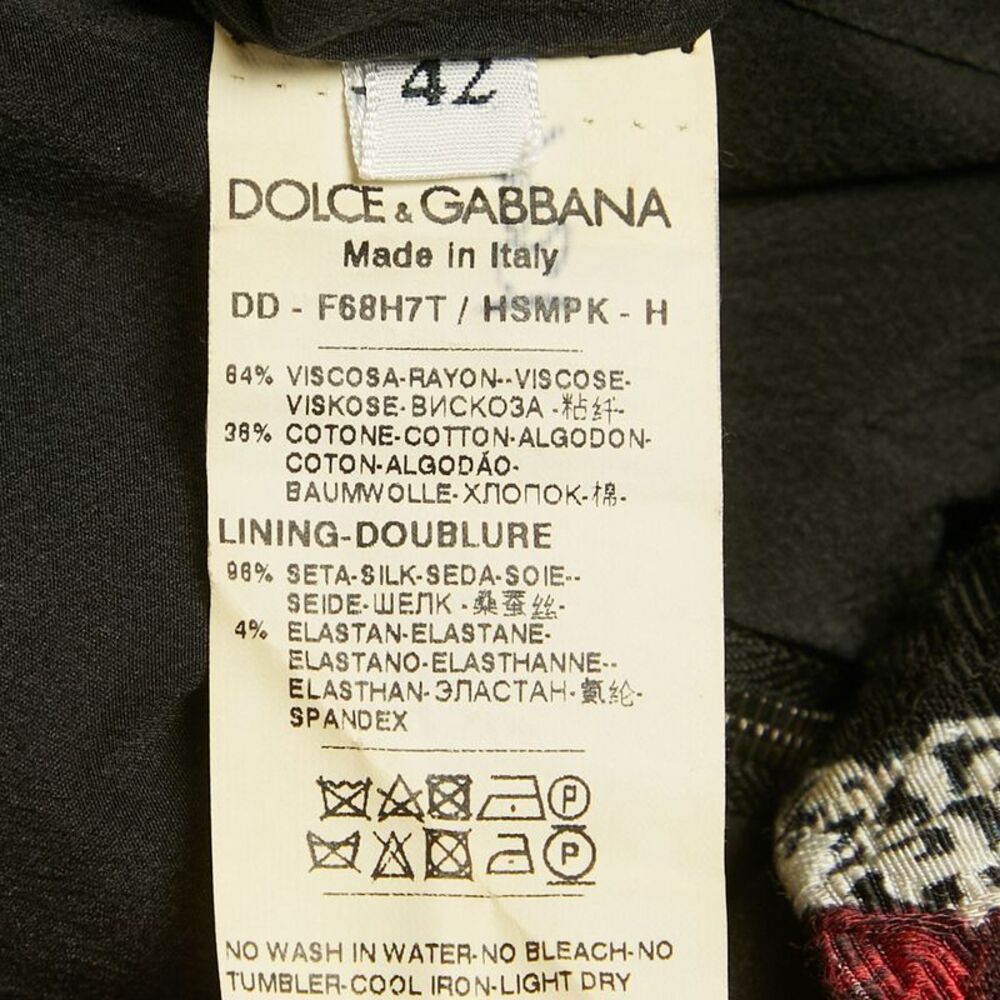 Dolce & Gabbana Black Crest Printed Cotton Jacquard Mini Dress M - Picture 5 of 5